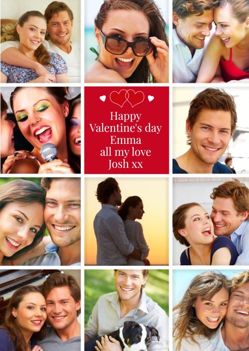 11 Squares Personalised Photo Upload Happy Valentine's Day Card