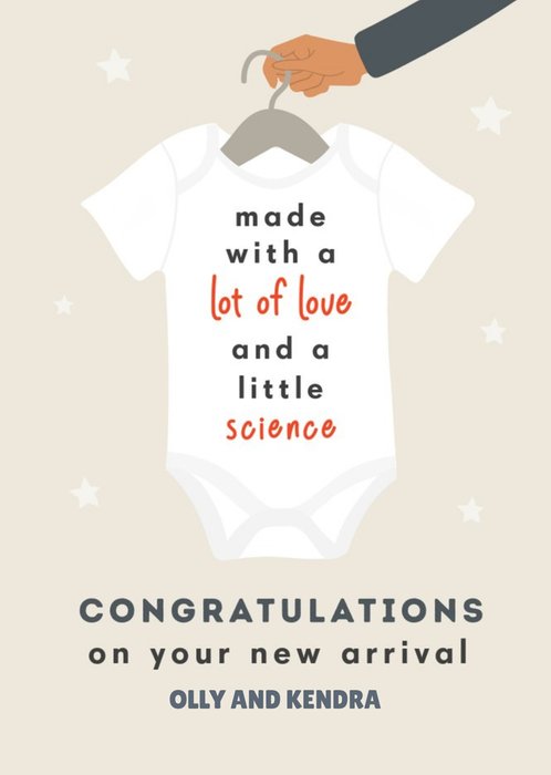 Made With Love and Science IVF New Baby Card