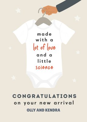 Made With Love and Science IVF New Baby Card