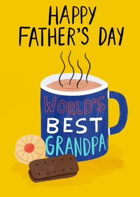 Illustrated Tea And Biscuits Worlds Best Grandpa Fathers Day Card