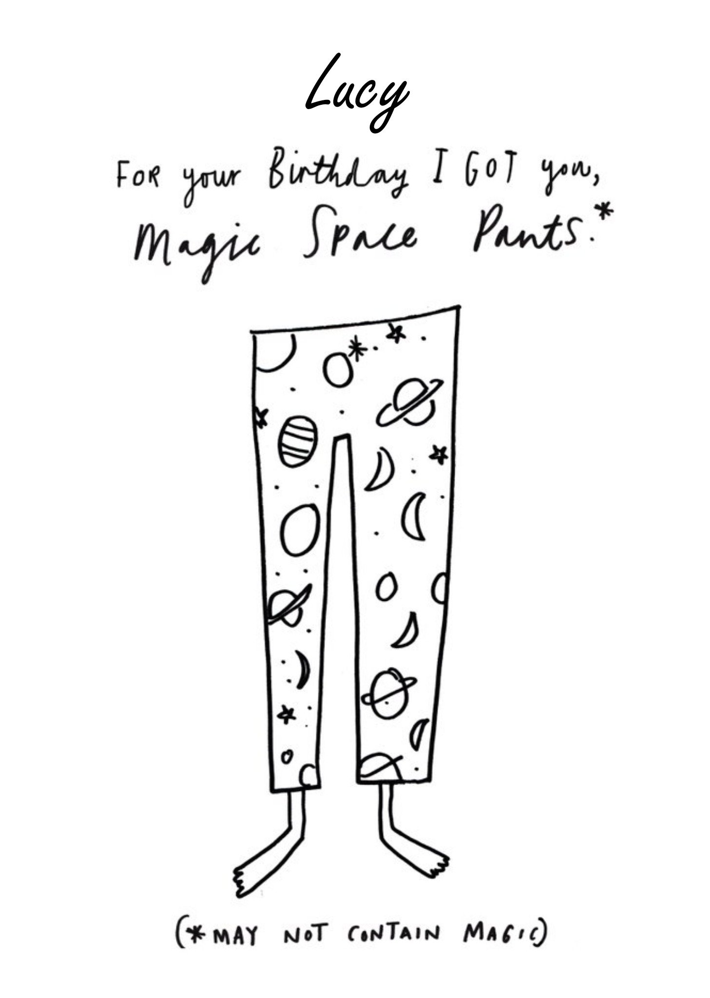 Moonpig I Got You Magic Space Pants Personalised Happy Birthday Card, Large