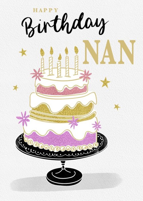Illustration Of A Birthday Cake Nan's Birthday Card