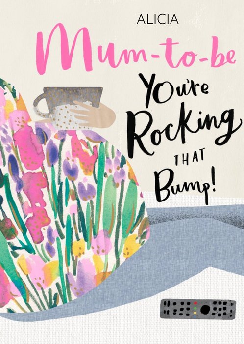 Personalised illustrative You're Rocking That Bump Card  