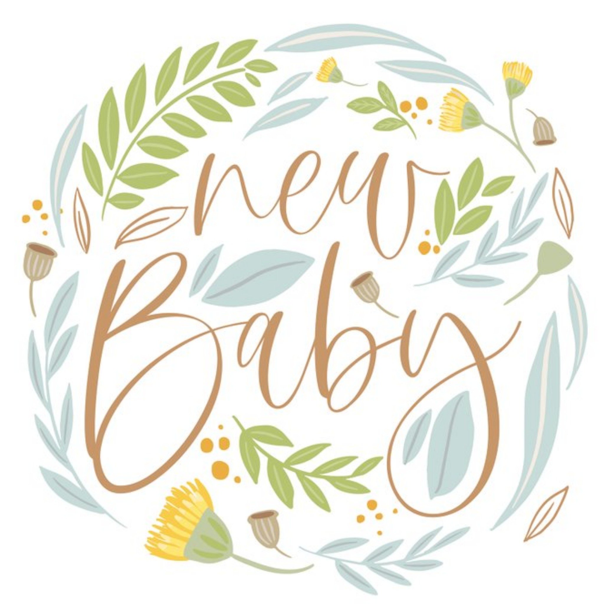 Christie Williams Flowers New Baby Card, Square