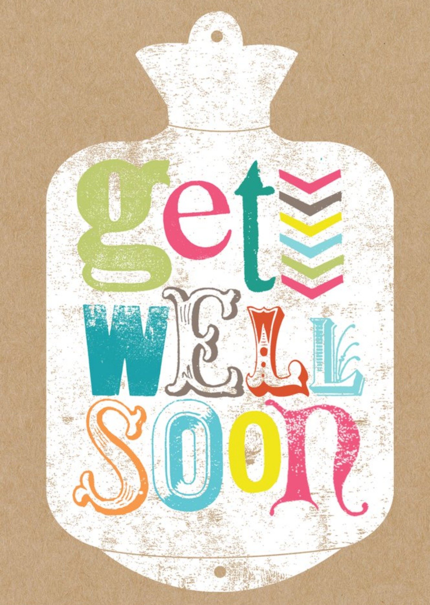 Moonpig Hot Water Bottle Personalised Get Well Soon Card, Large