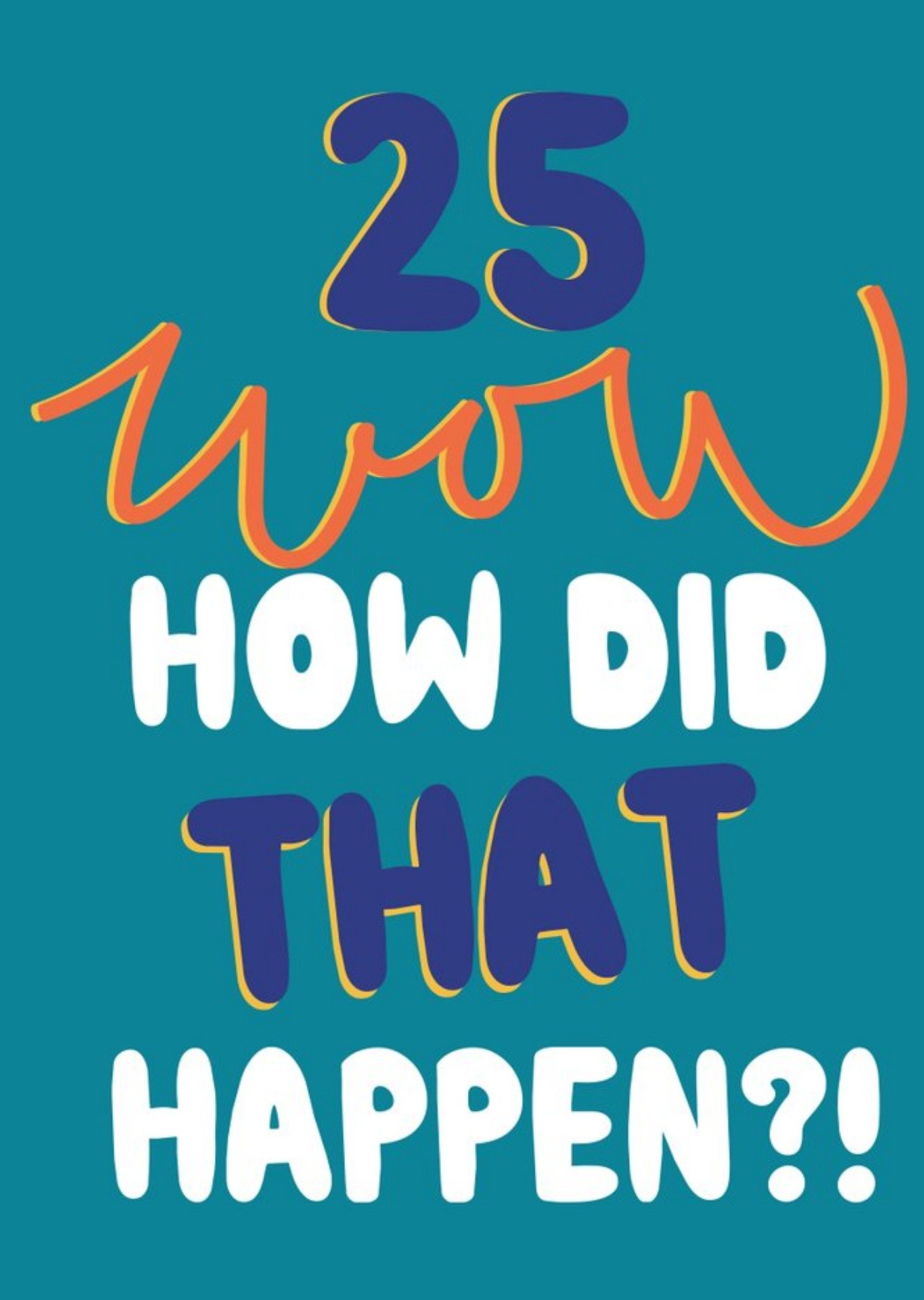 Moonpig 25 Wow How Did That Happen Bright Typographic Birthday Card, Large