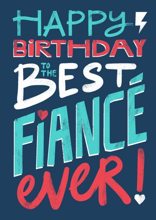 Vibrant Typography On A Blue Background Fiancé's Birthday Card