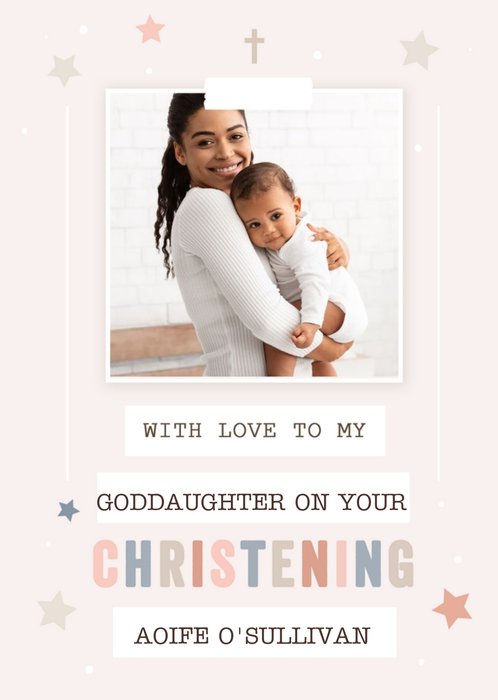 You Are Golden Christening Congratulations Photo Upload Card
