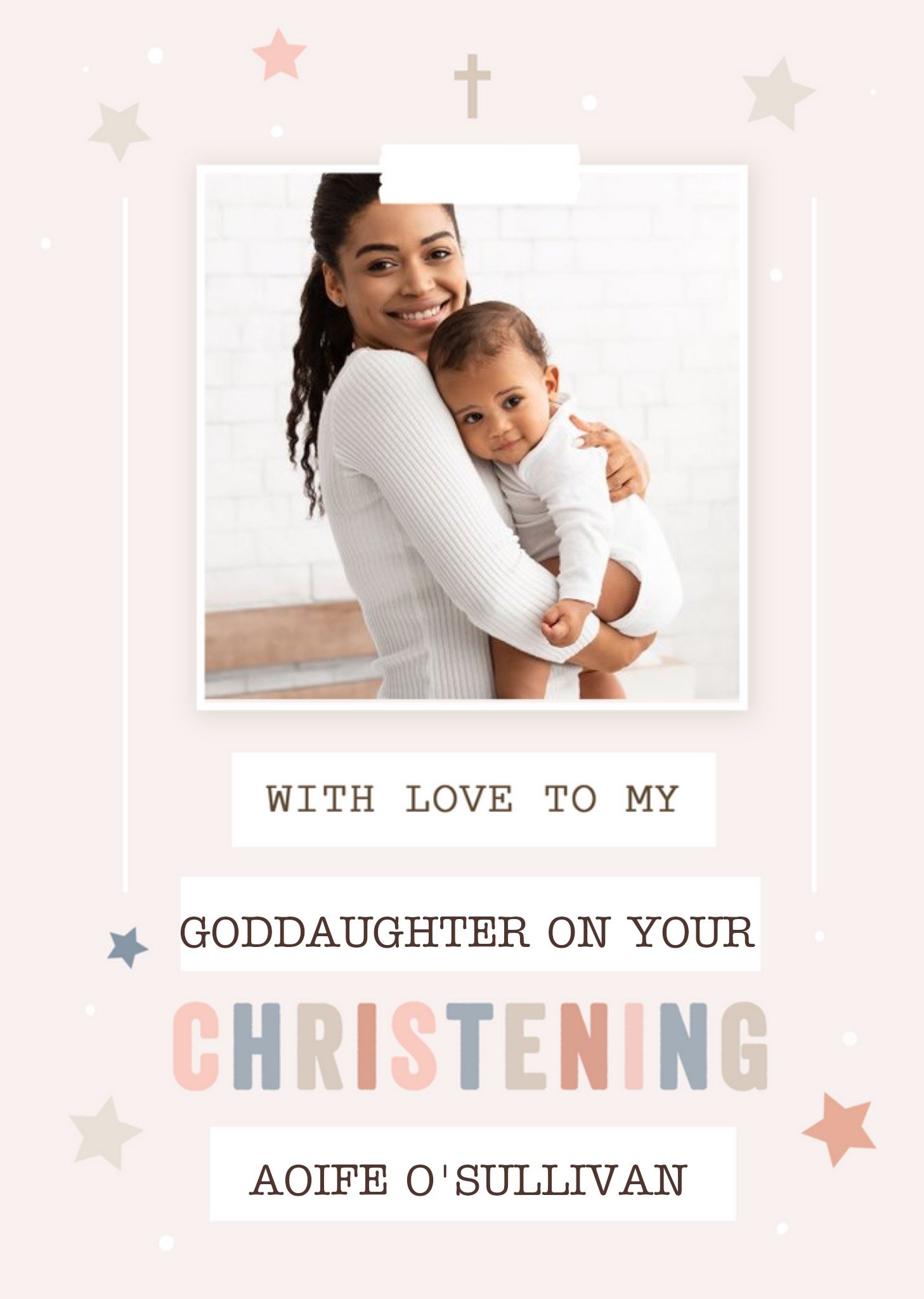 Friends You Are Golden Christening Congratulations Photo Upload Card, Large