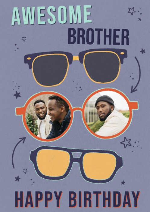 Illustration Of Cool Shades With Photo Frame Lenses Awesome Brother Photo Upload Birthday Card