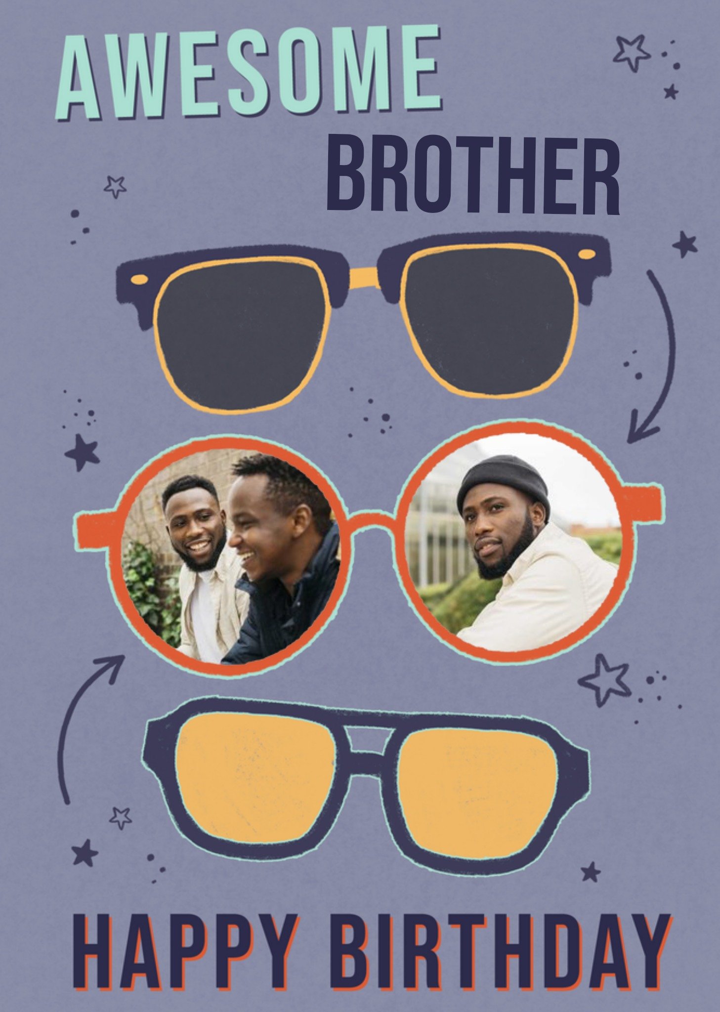 Illustration Of Cool Shades With Photo Frame Lenses Awesome Brother Photo Upload Birthday Card Ecard