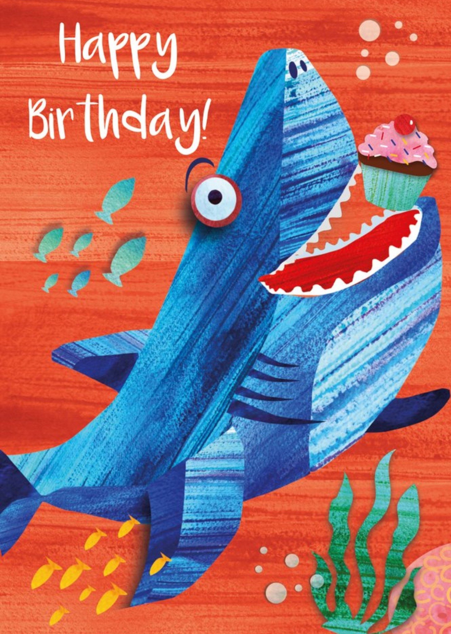 Moonpig Cute Shark And Cupcake Birthday Card, Large