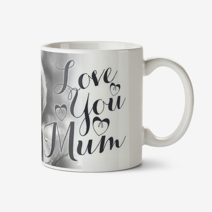Mother's Day Calligraphy Hearts Photo Upload Mug