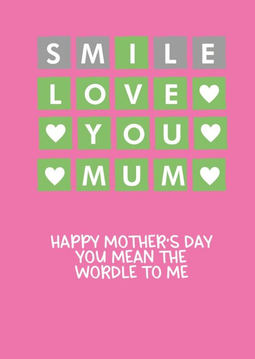 Funny Pink Wordle Mother's Day Card
