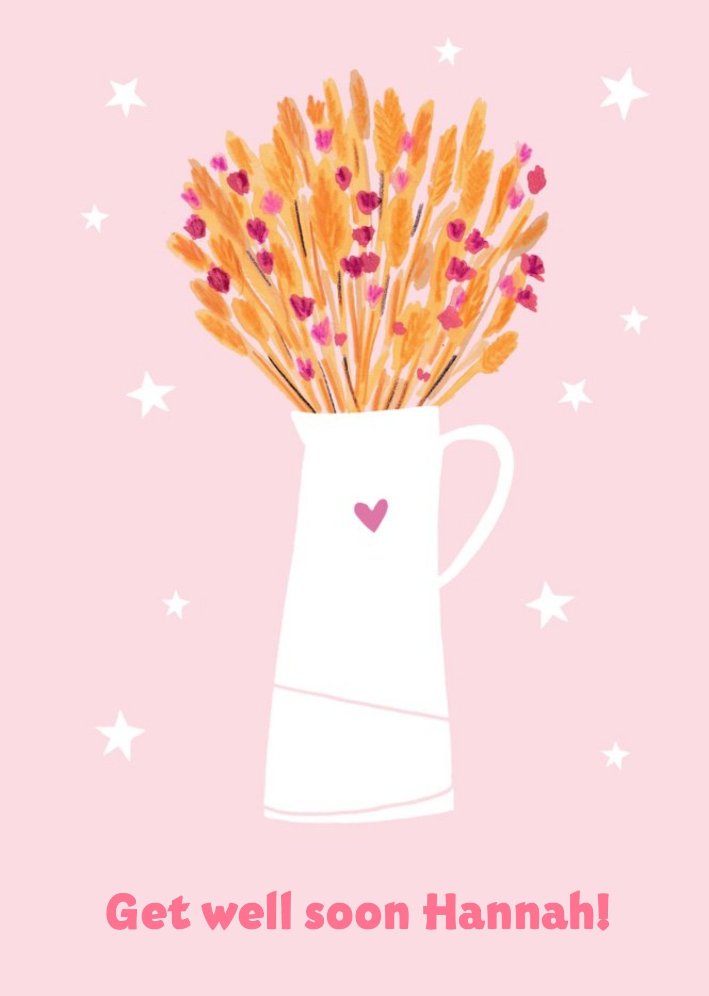 Cute Pink Illustrated Floral Get Well Soon Card Ecard