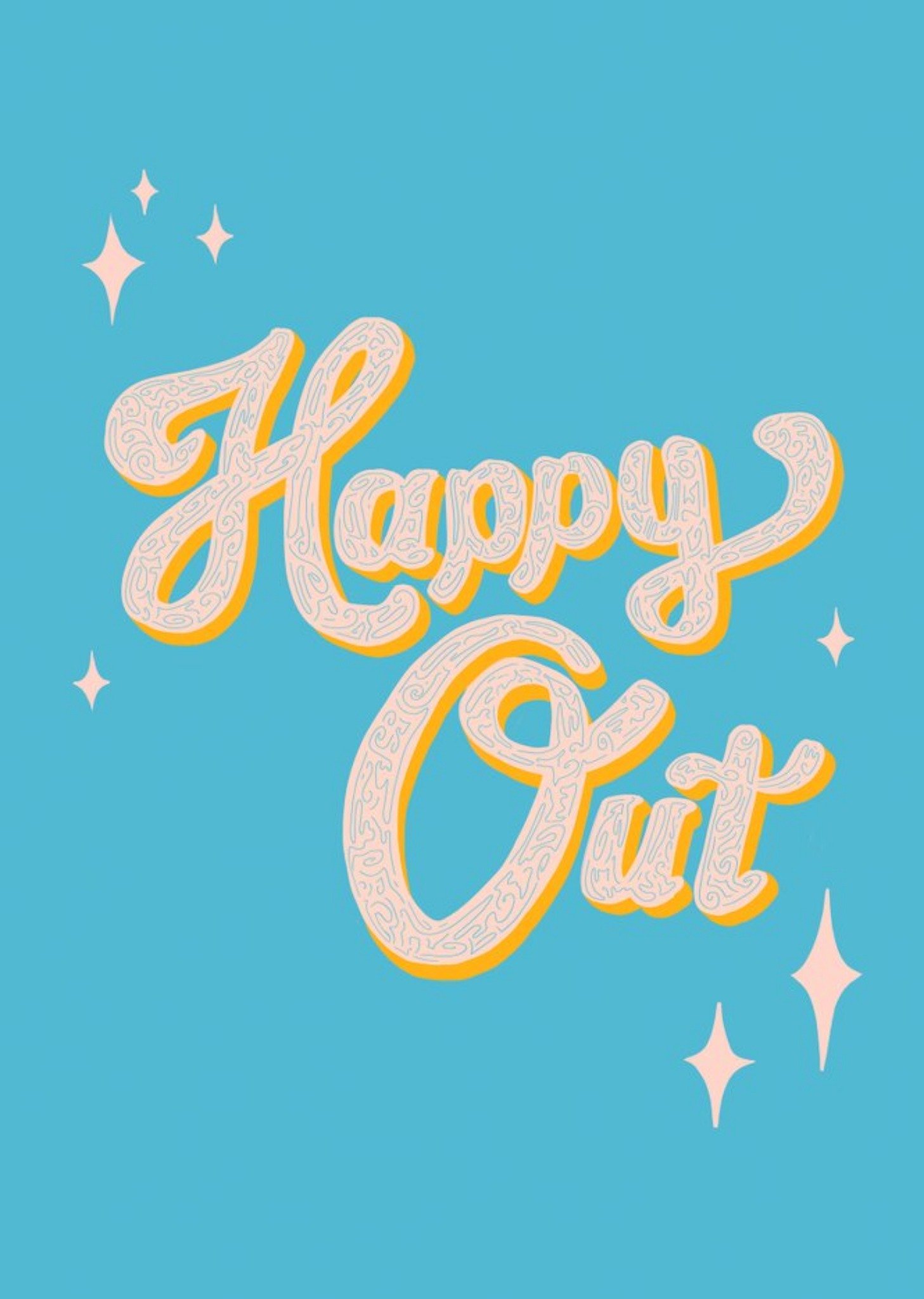 Colourful Typography On A Blue Background With Sparkles Happy Out Card Ecard