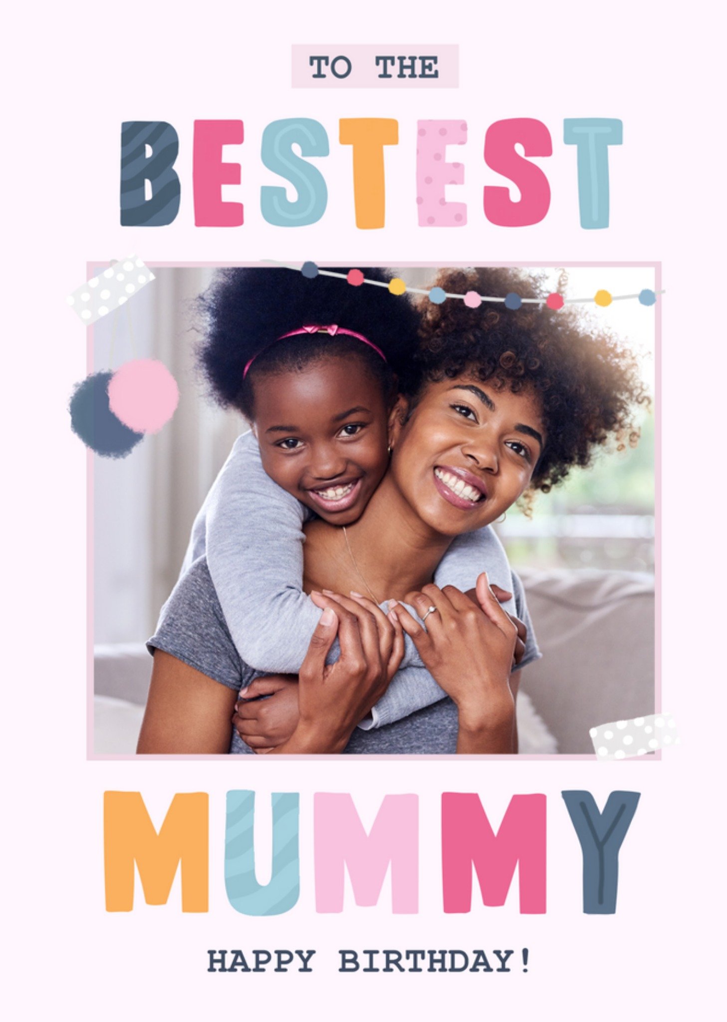 Moonpig Adorable To The Bestest Mummy Hand Drawn Typography Photo Upload Birthday Card, Large