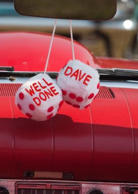 Car Dice Personalised Well Done Card