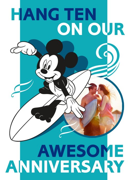 Disney Mickey Mouse Hang Ten On Our Anniversary Photo Upload Card