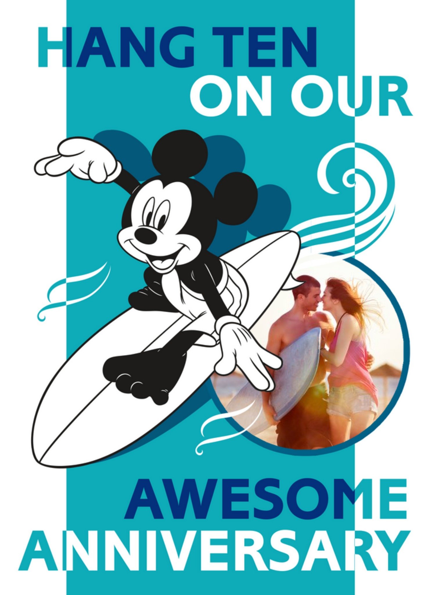 Disney Mickey Mouse Hang Ten On Our Anniversary Photo Upload Card Ecard