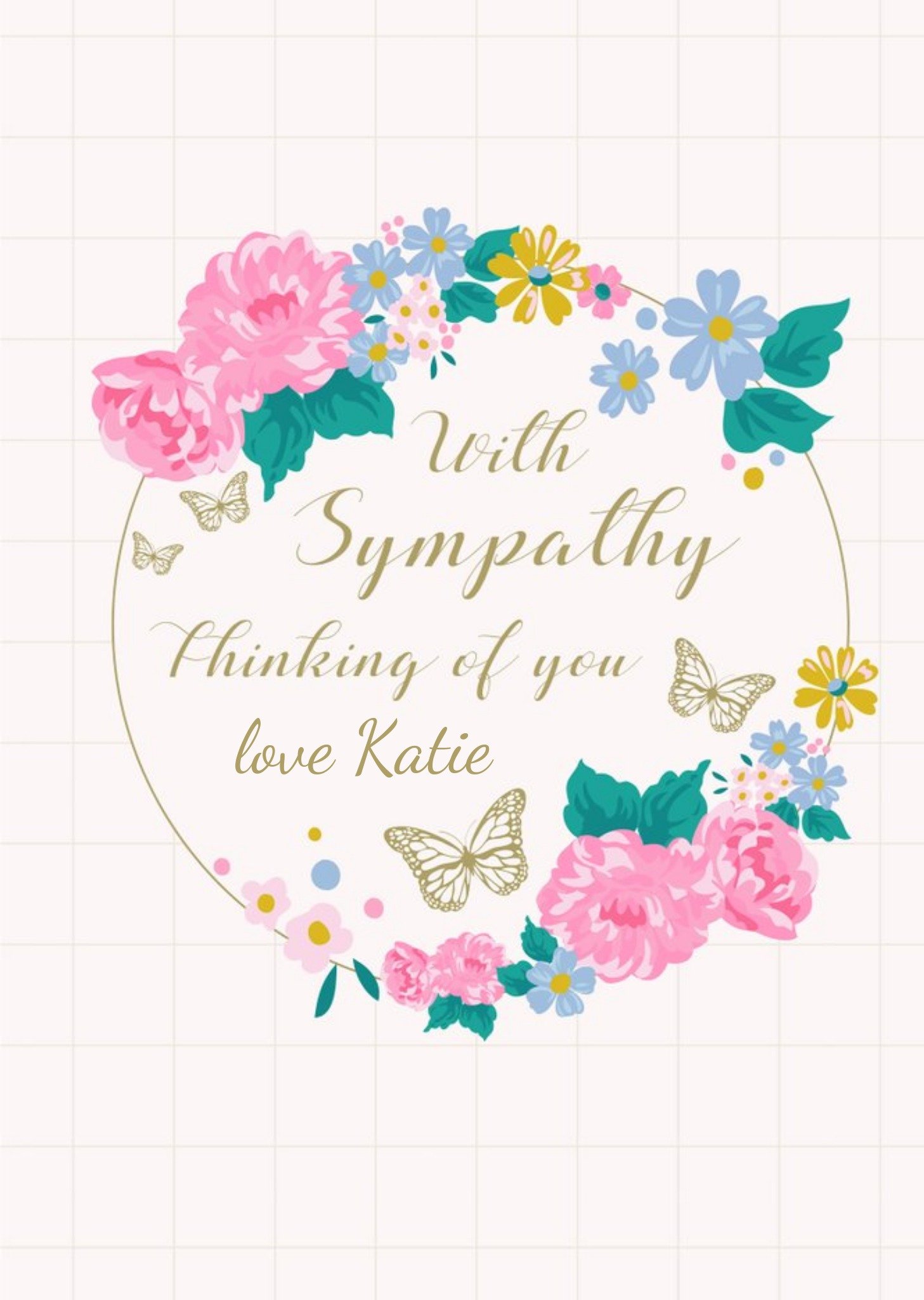 Moonpig Floral Butterfly Sympathy Card, Large