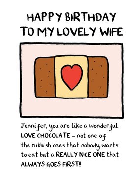 Funny Love Chocolate Birthday Card For Wife