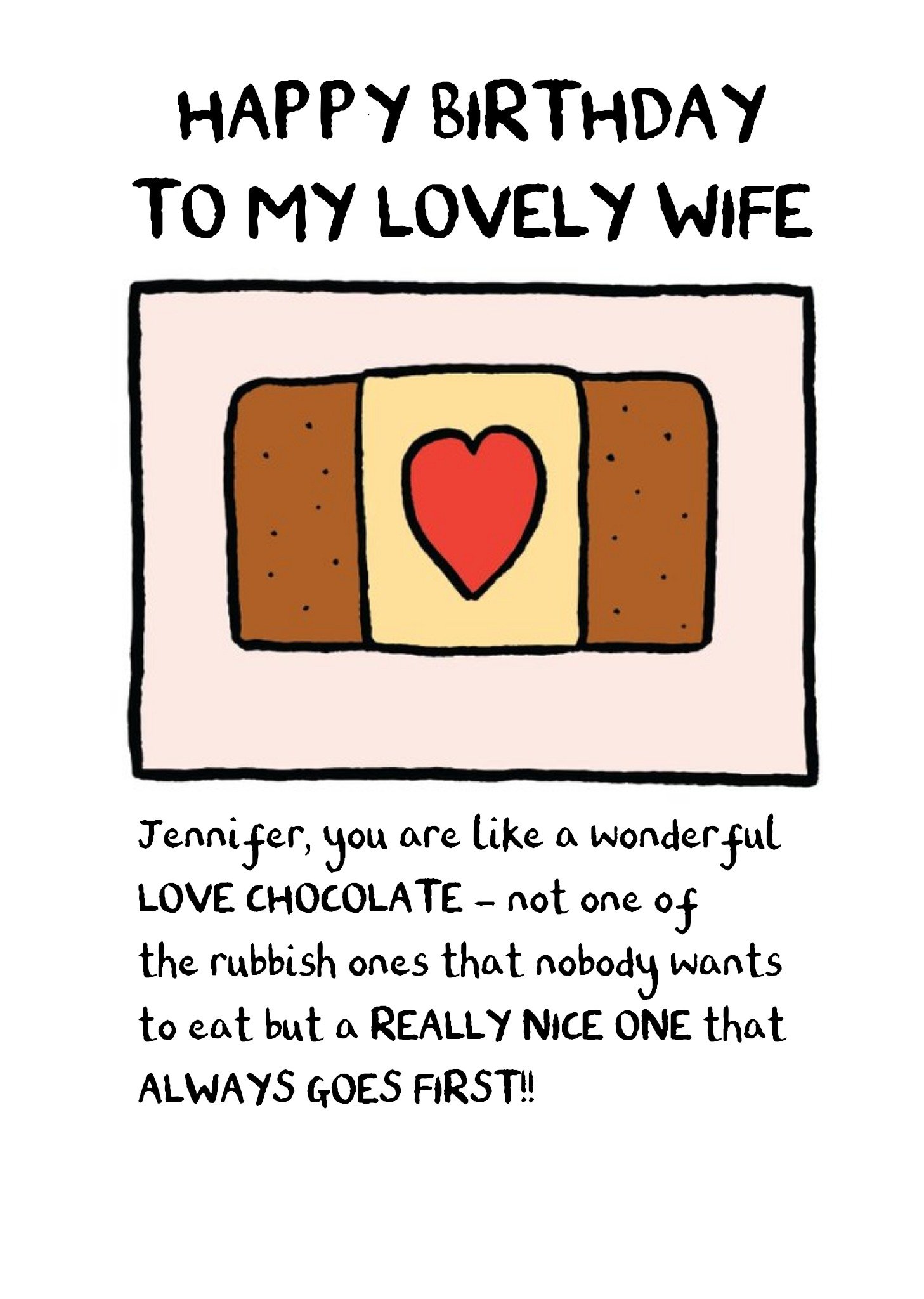 Moonpig Funny Love Chocolate Birthday Card For Wife, Large