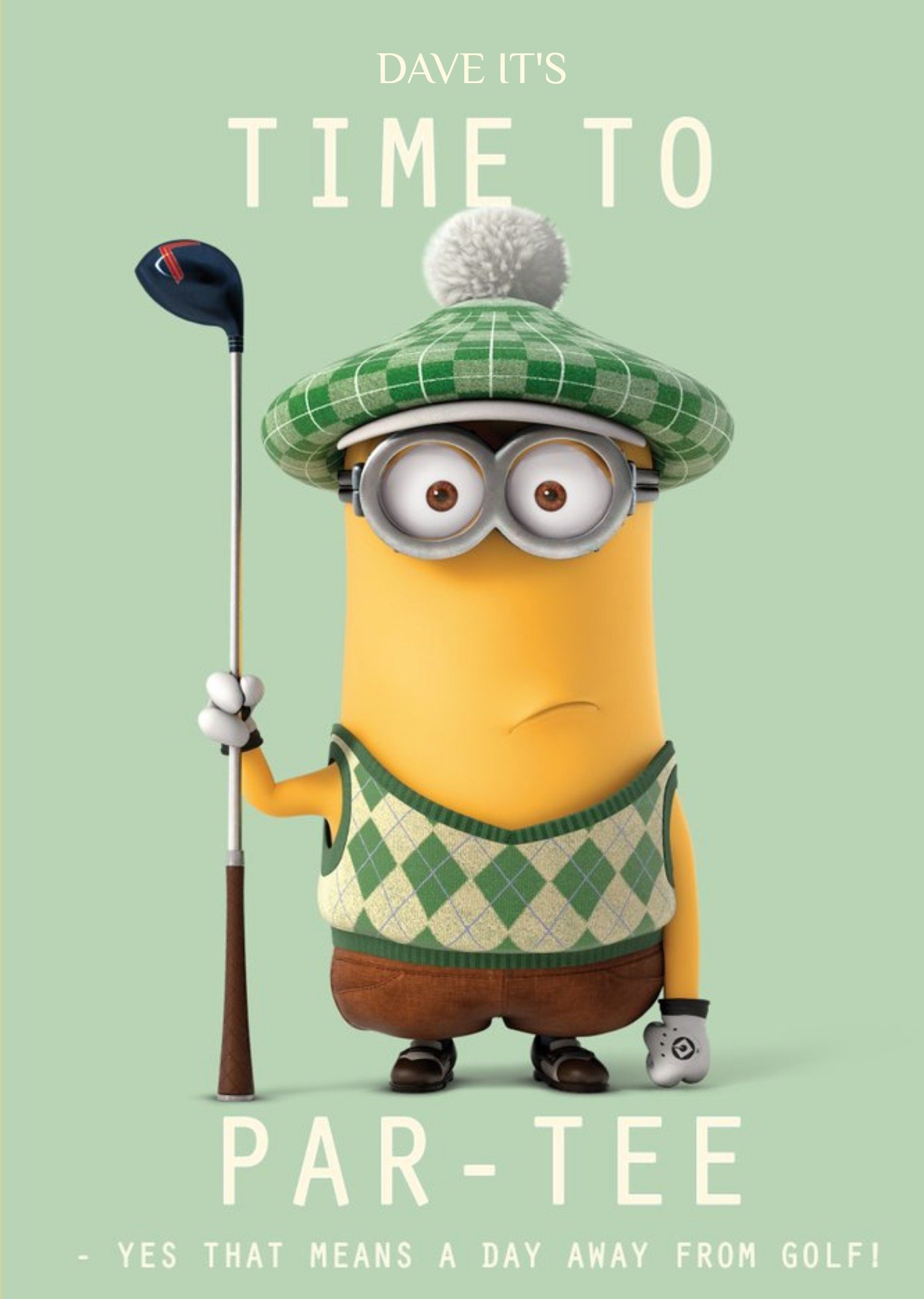 Despicable Me Funny Birthday Cards - Minions - Golf, Large