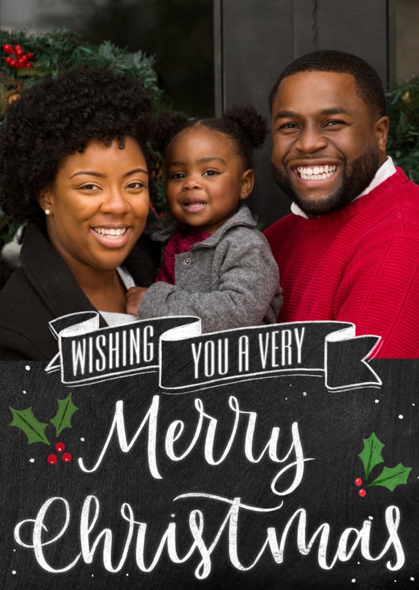 Moonpig Chalkboard Wishing You A Very Merry Christmas Photo Upload Christmas Card, Large
