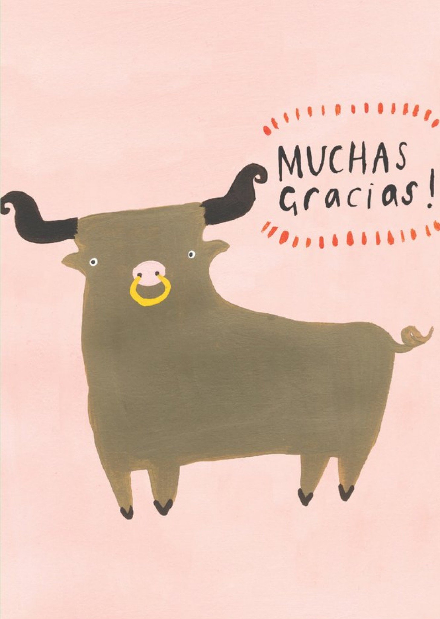 Sooshichacha Funny Muchas Gracias Bull Thank You Card Ecard