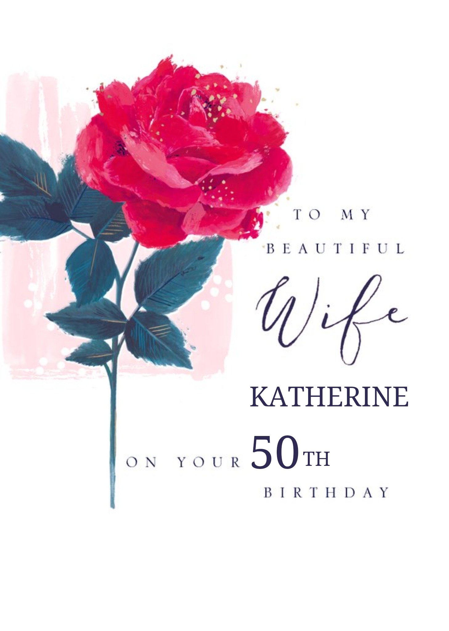 Moonpig Hotchpotch Illustrated Wife Floral Milestone Birthday Card Ecard