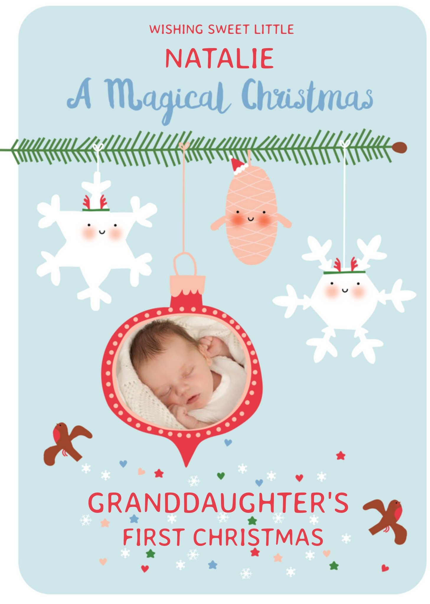 Granddaughter's First Christmas Photo Upload Card Ecard