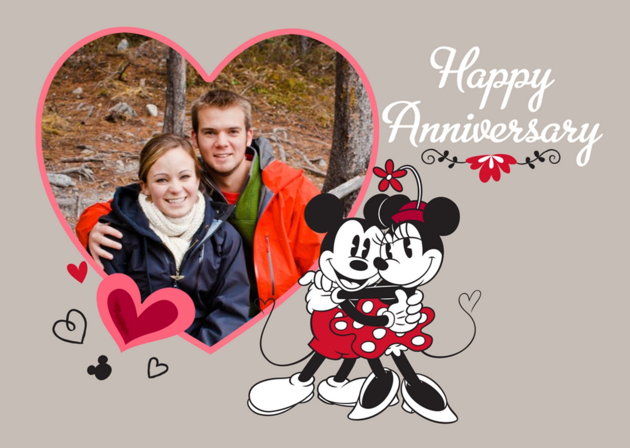 Mickey Mouse Minnie & Micky Mouse Photo Anniversary Card Ecard