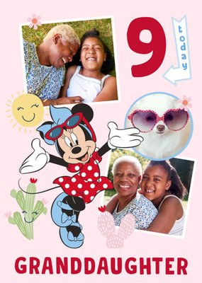 Disney Minnie Mouse 9 Today Granddaughter Photo Upload Birthday Card