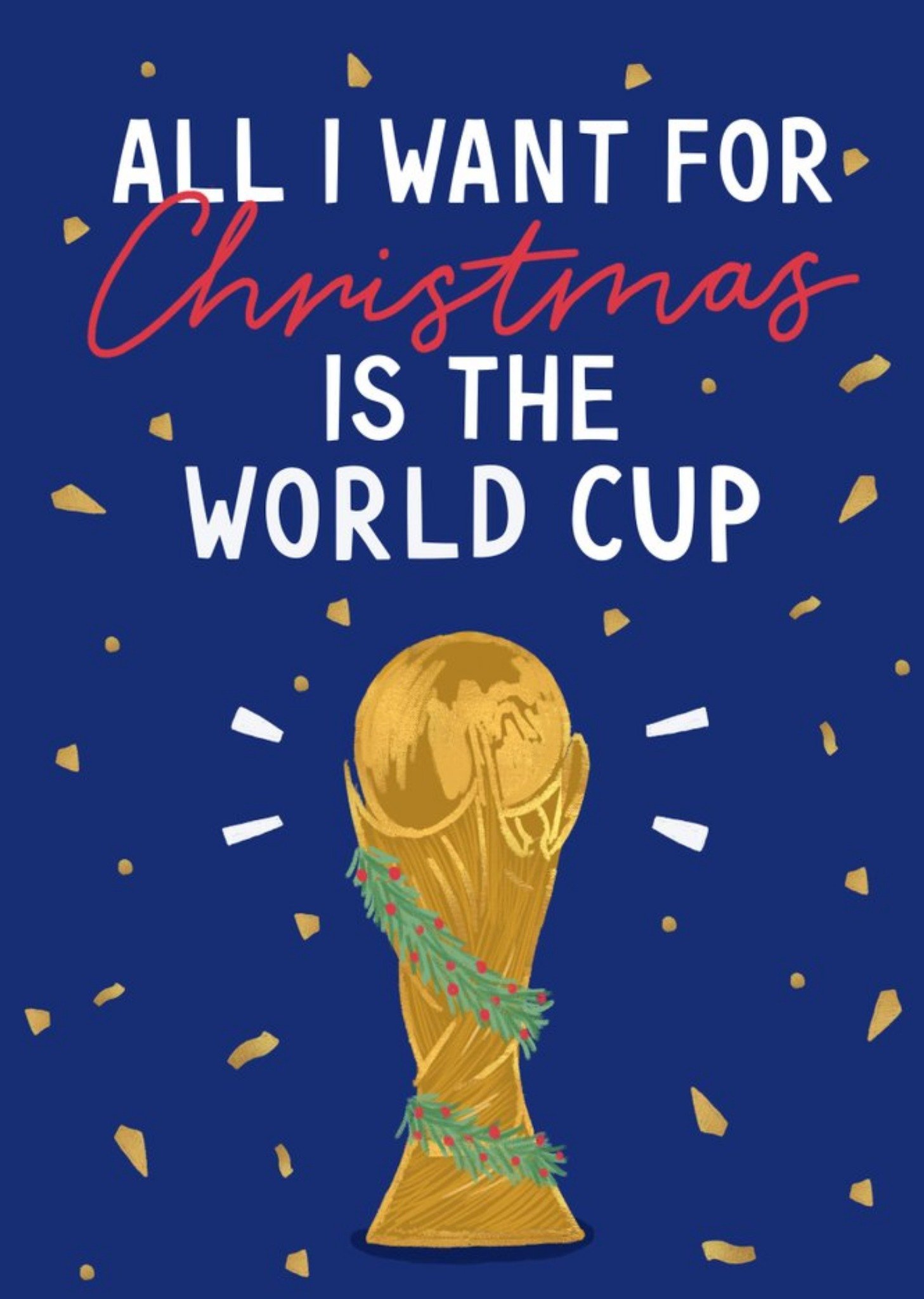 Illustration Of The World Cup Wrapped In Tinsel Football Christmas Card Ecard