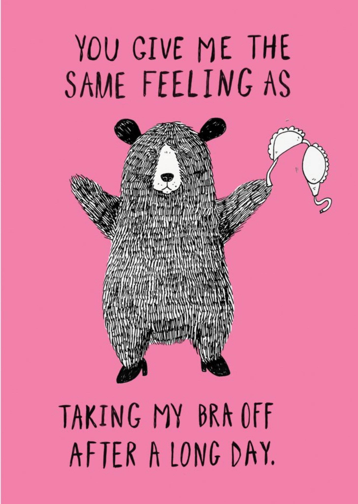 Jolly Awesome You Give Me The Same Feeling Funny Bear Card, Large