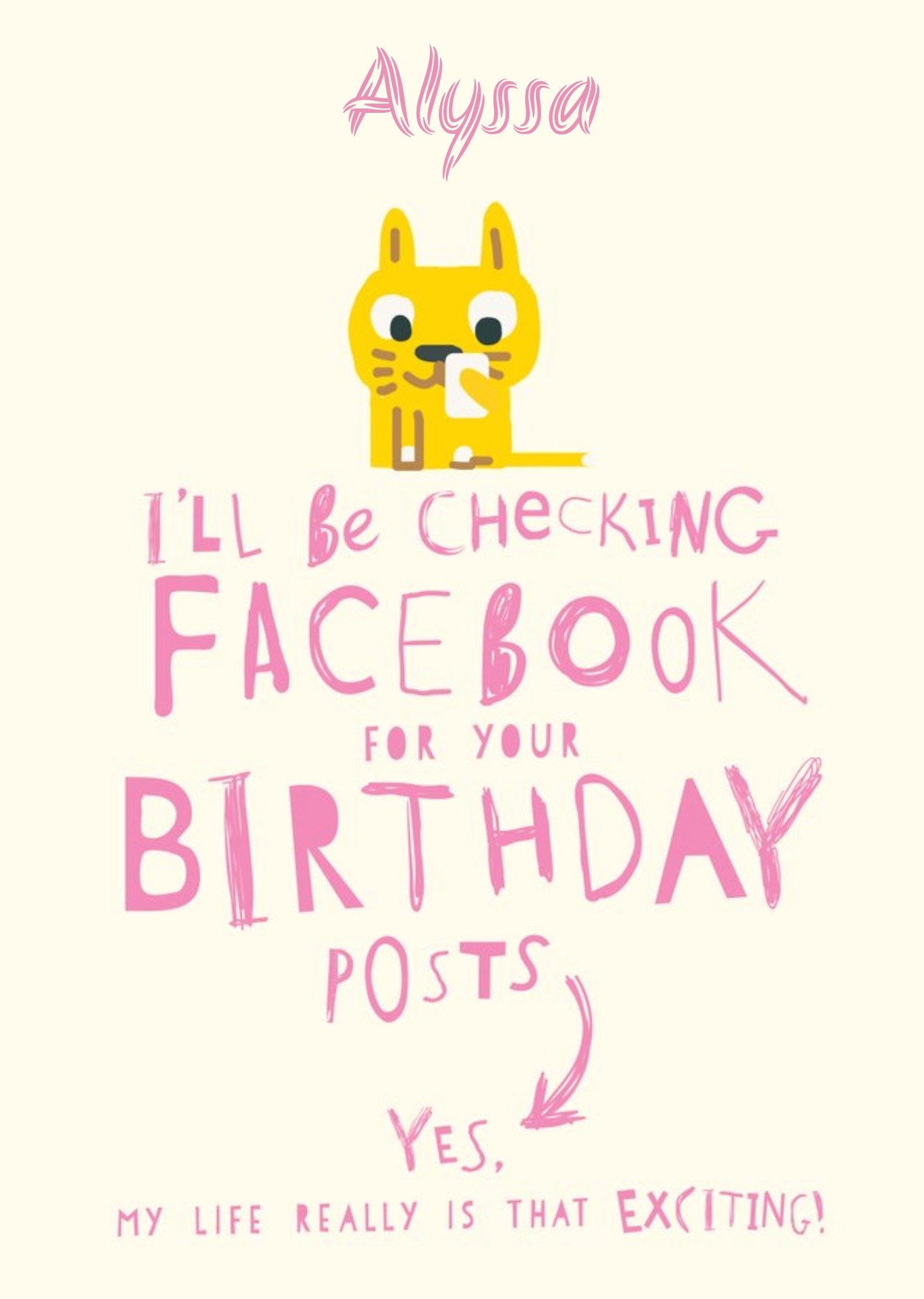 Moonpig Ill Be Checking Facebook For Your Birthday Posts Card, Large