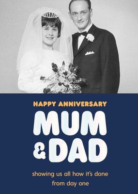 Photo Upload Typographic Mum & Dad Anniversary Card