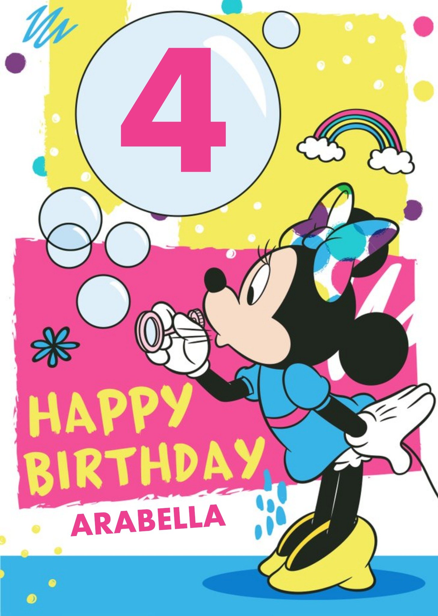 Disney Mickey And Friends Personalised 4th Birthday Card, Large