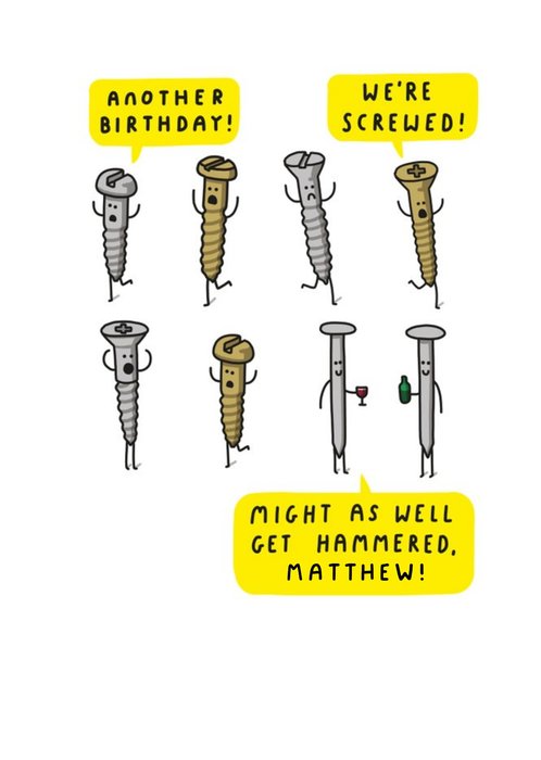 Get Hammered Screwed Nails Another Birthday Card