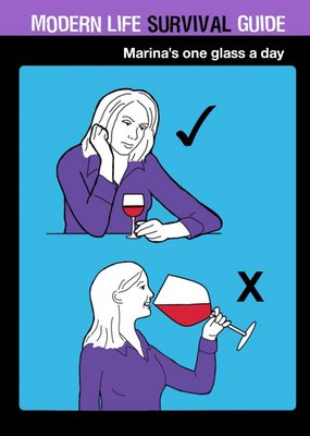 Personalised Modern Life One Glass Of Wine A Day Survival Guide Card