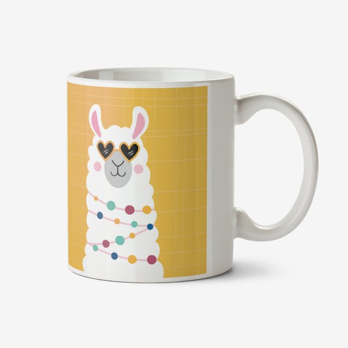 Cute Llama Illustration Photo Upload Mug