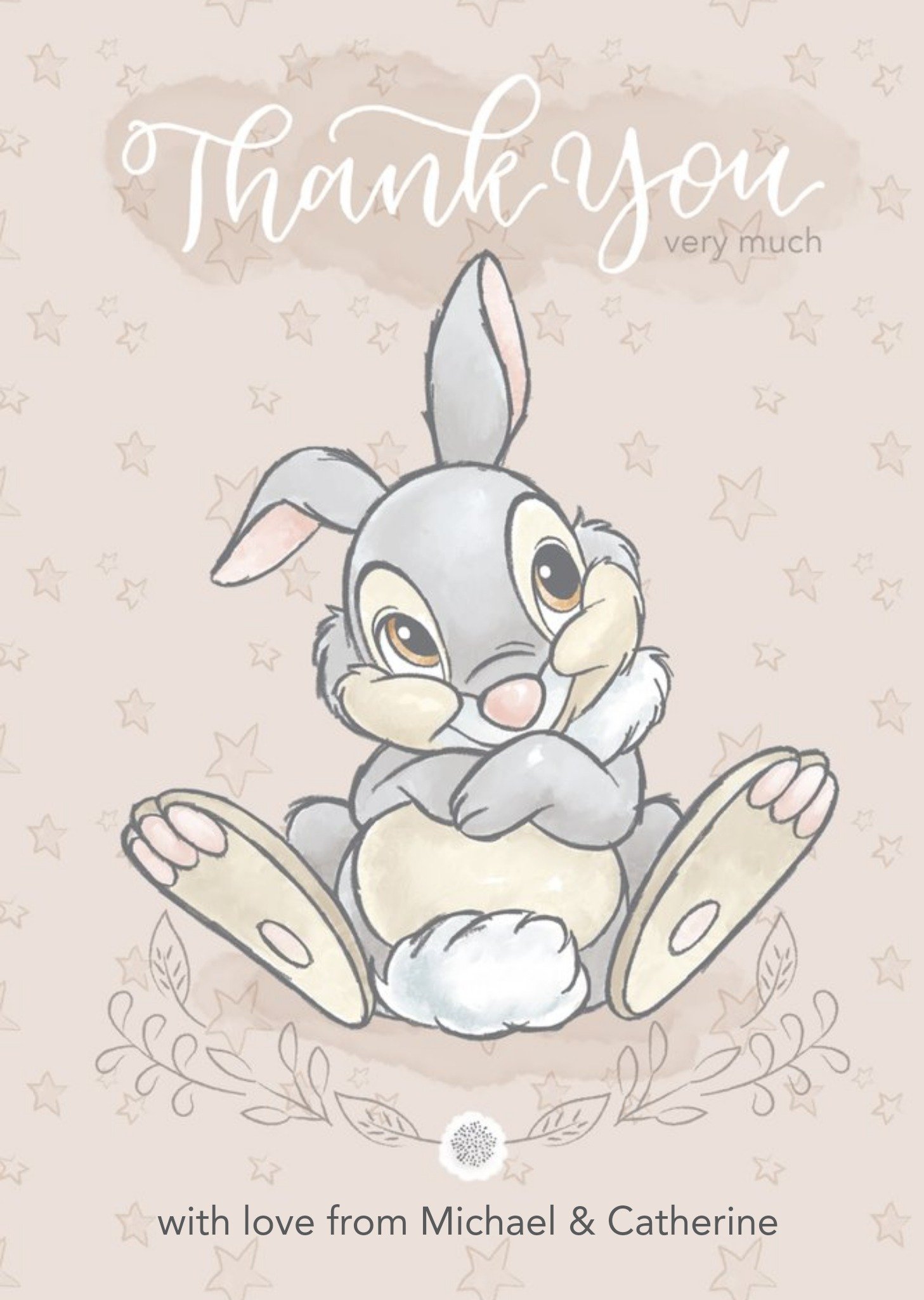 Disney Baby Personalised Thumper Thank You Card, Large