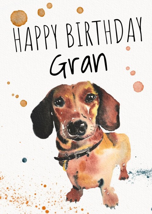 Dachshund Sausage Dog Watercolour Illustration Personalised Birthday Card