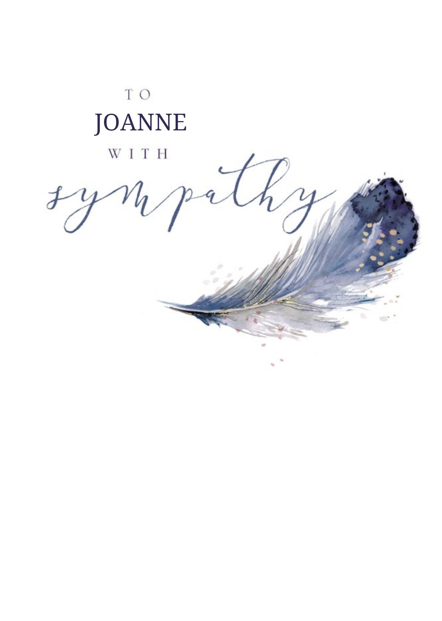 Moonpig Watercolour Illustration Of A Feather On A White Background Sympathy Card, Large
