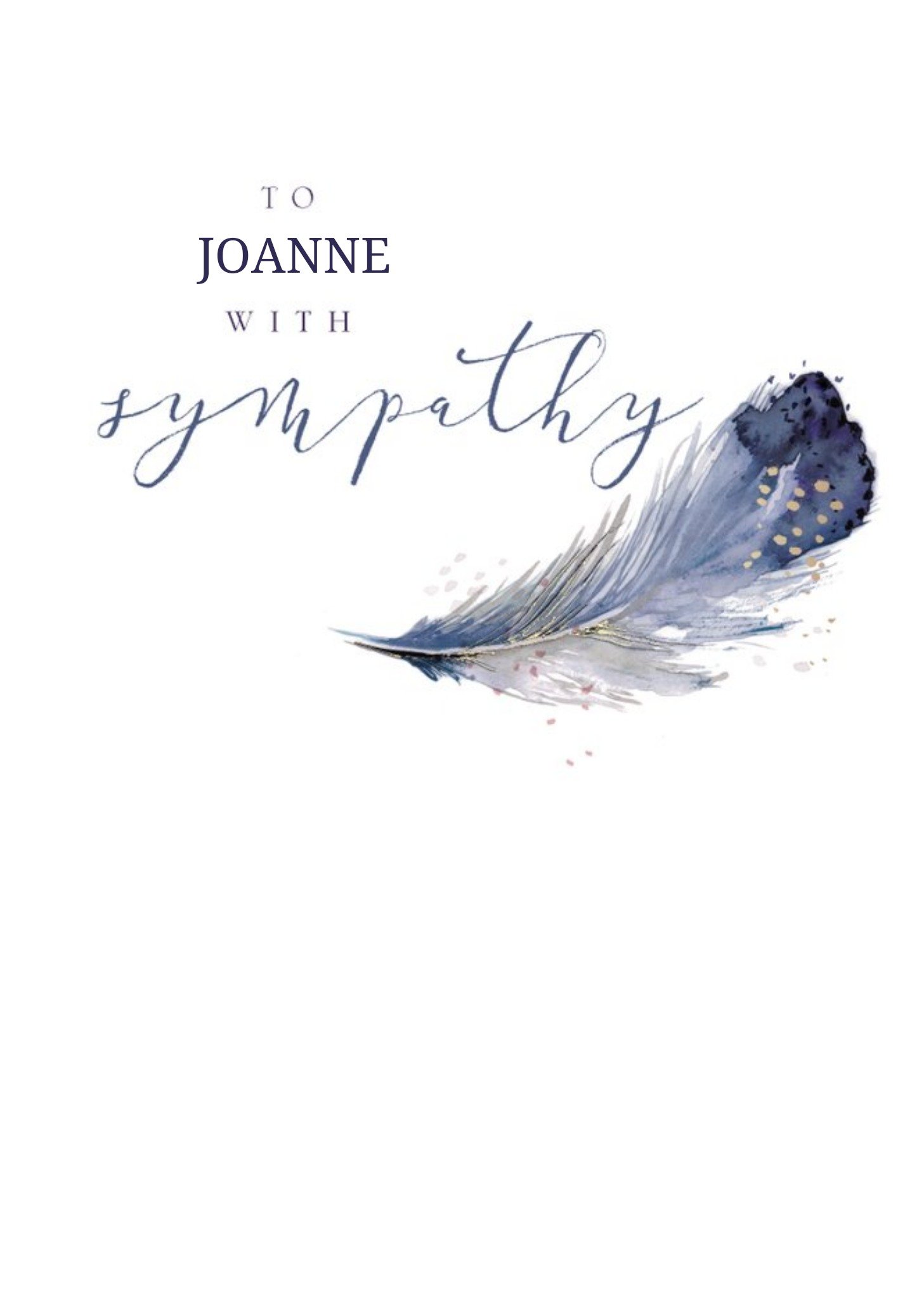 Watercolour Illustration Of A Feather On A White Background Sympathy Card Ecard