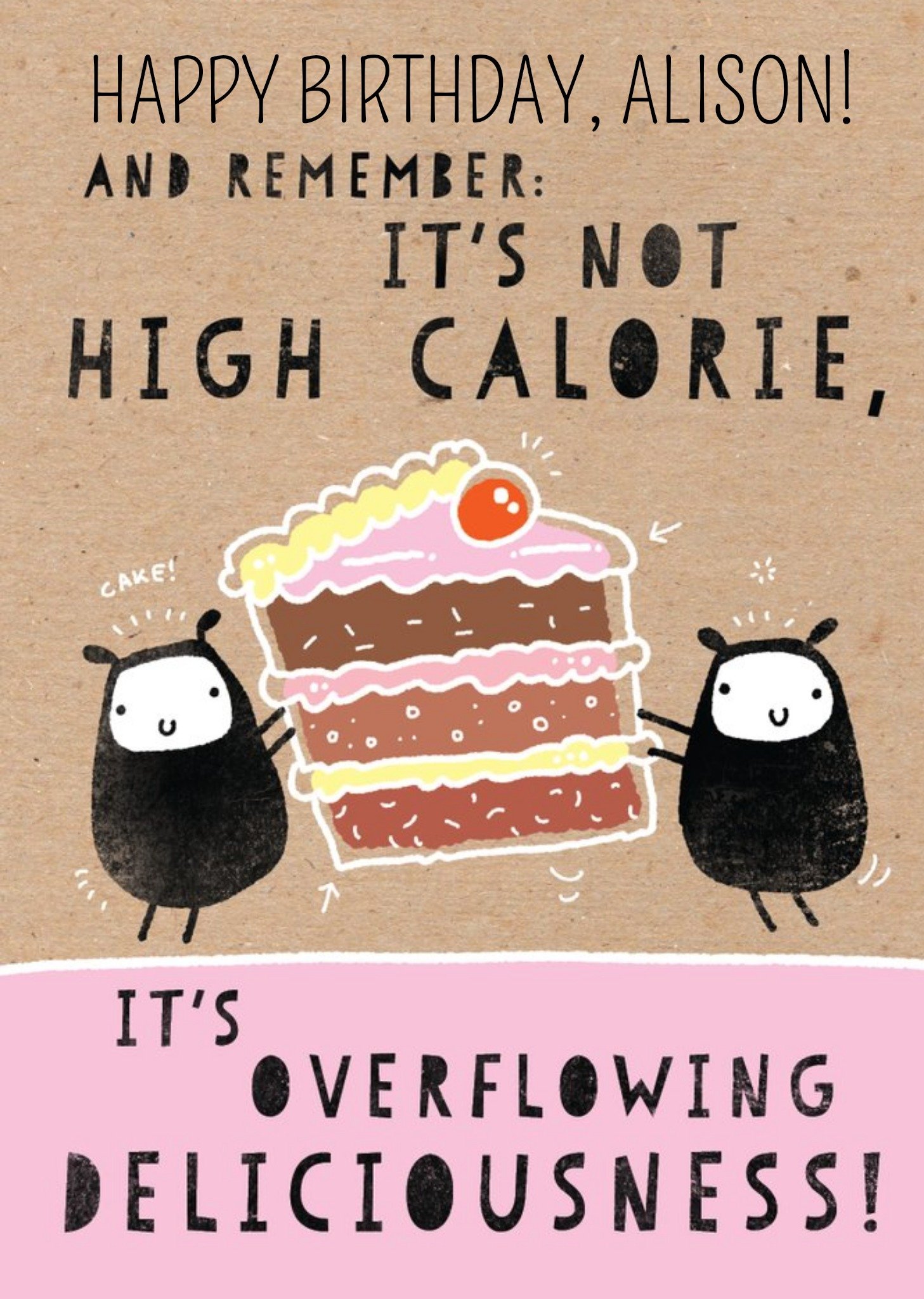 Moonpig It's Not High Calorie Cake Funny Personalised Happy Birthday Card, Large