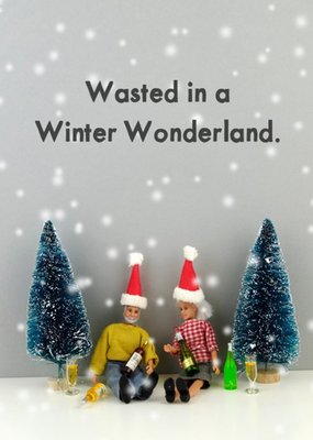 Funny Dolls Wasted In A Winter Wonderland Christmas Card