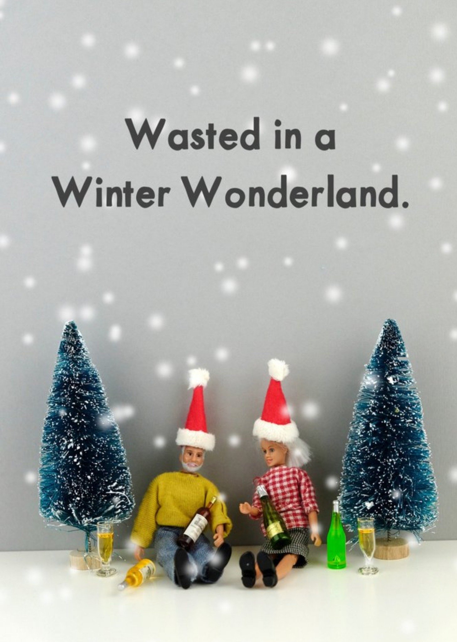 Bold And Bright Funny Dolls Wasted In A Winter Wonderland Christmas Card