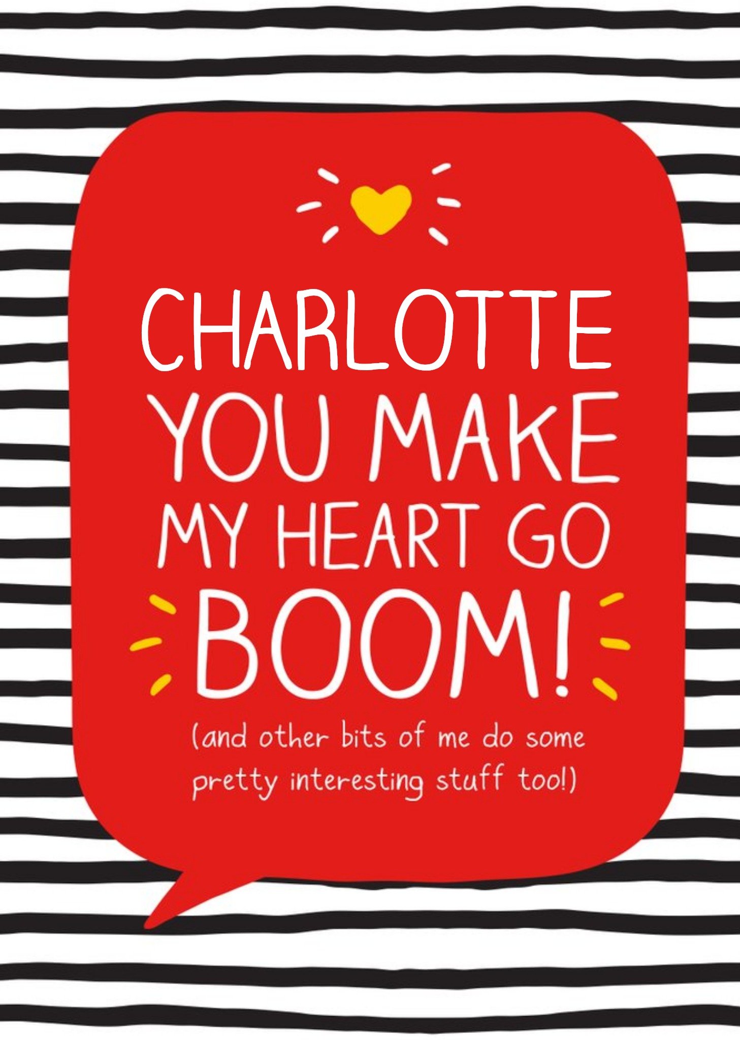 Happy Jackson Heart Go Boom Personalised Card, Large
